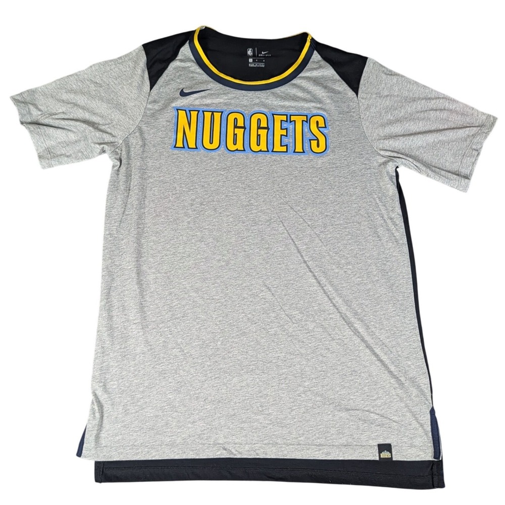 Nike Denver Nuggets NBA T-Shirt Mens Large Gray Dri-FIT Colorblock Excellent